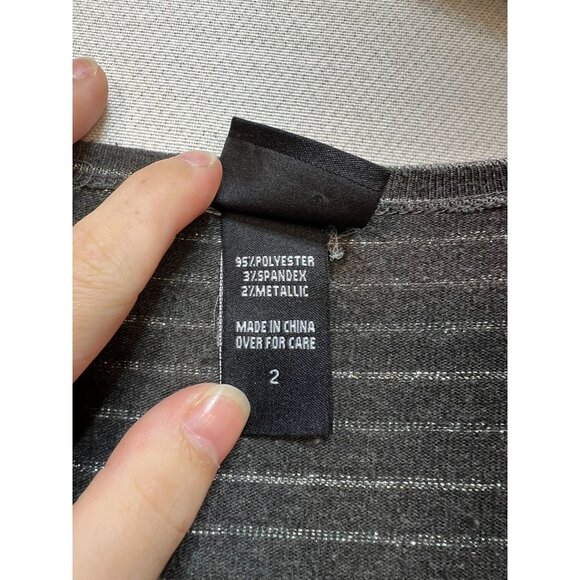 Torrid Womens Metallic Surplice Midi Dress Long Sleeve Size 2 Gray Silver Stripe - Picture 4 of 12